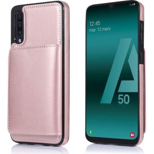 ShieldCase Wallet Case Samsung Galaxy A50 - roze + glazen screen protector