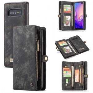 CaseMe Vintage Wallet Case Hoesje Samsung Galaxy S10 Plus - Zwart