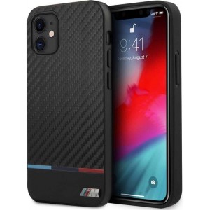 BMW Tricolor Carbon Backcover Hoesje iPhone 12 Mini - Zwart