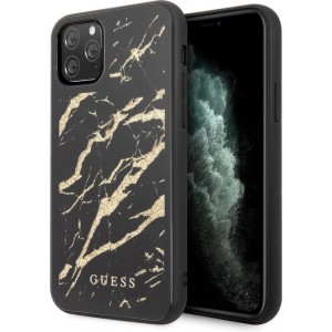 GUESS Marble Glass Backcover Hoesje iPhone 11 - Zwart