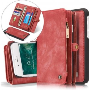 Caseme Luxe Leren Wallet iPhone X / iPhone XS - Rood / Roze