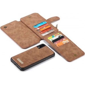 2 in 1 Zipper Wallet Hoes voor iPhone 11 Pro Max Bruin