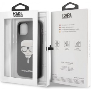 Karl Lagerfeld Backcover hoesje Glitter geschikt voor Apple iPhone 11 Pro - Zwart - Double Layers - KLHCN58DLHBK