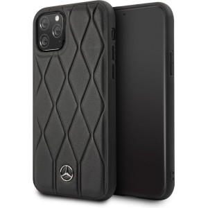 Mercedes-Benz Backcover hoesje Quilted Perf geschikt voor Apple iPhone 11 Pro - Zwart - Genuine Leather - MEHCN58MULBK