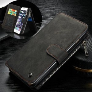 Caseme Leren Flip Wallet iPhone 6(s) plus - Zwart