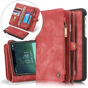 CASEME - Apple iPhone X Vintage Portemonnee Hoesje - Rood