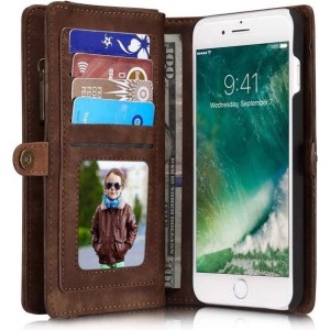 CASEME - Apple iPhone 7 Plus / 8 Plus Vintage Portemonnee Hoesje - Koffie