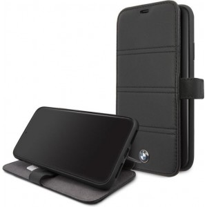 BMW Collection lederen booktype cover voor de Apple iPhone 11 Pro Max Zwart - Booktype - Echt leer