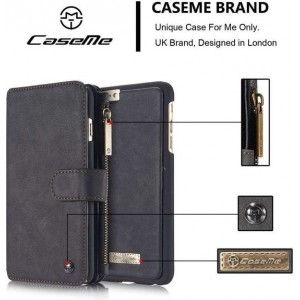 CASEME - Apple iPhone 6 / 6s Retro Removable Wallet Case - Zwart