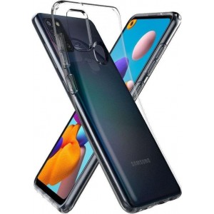 Hoesje Samsung Galaxy A21s  - Spigen Liquid Crystal Case - Mat/Zwart