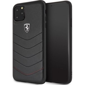 iPhone 11 Pro Max Backcase hoesje - Ferrari - Effen Zwart - Leer