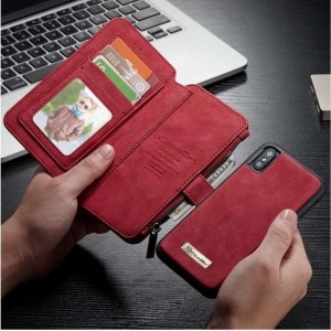 CASEME - Apple iPhone Xs Retro Removable Wallet Case - Rood