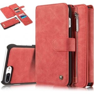 CASEME - Apple iPhone 7 Plus / 8 Plus Retro Removable Wallet Case - Rood