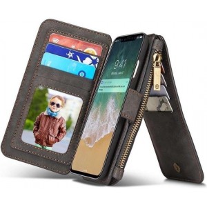 CASEME - Apple iPhone X Retro Removable Wallet Case - Zwart