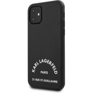 Karl Lagerfeld back cover - " PARIS 21 RUE DE ST GUILLAUME" voor de Apple iPhone 11 - Zwart - Soft touch feeling