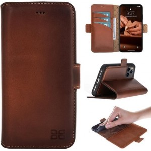 Bouletta - leren Cover iPhone 11 Pro Book- WalletCase hoes Dark Cognac