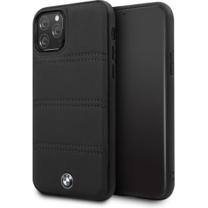 BMW Backcover hoesje Hardcase geschikt voor Apple iPhone 11 Pro Max - Zwart - Real Leather - BMHCN65PELBK