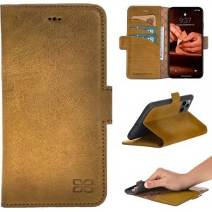 Bouletta leren Cover iPhone 11 Pro Book- WalletCase hoes Burned Amber