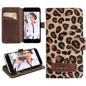 Bouletta Lederen iPhone 6S Cover - Book Case - Furry Leopard