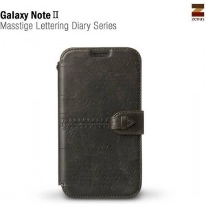 Zenus hoesje voor Samsung Galaxy Note 2 Masstige Lettering Diary Series -Khaki