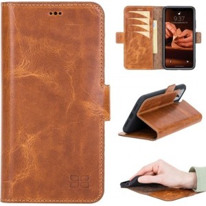 Bouletta - Echt leer Cover iPhone 11 Book- WalletCase Vegetal Tan