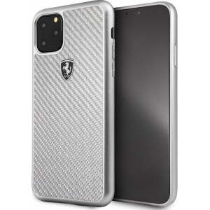 Original Ferrari backcover carbon silver voor de Apple iPhone 11 Pro Max - Zilver