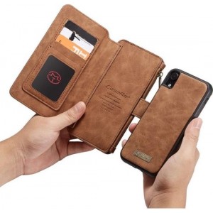 CASEME - Apple iPhone Xr Retro Uitneembaar Portemonnee Hoesje - Bruin