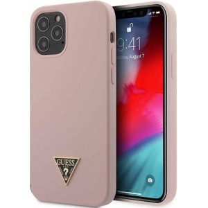 GUESS Triangle Siliconen Backcover Hoesje iPhone 12 Pro Max - Roze