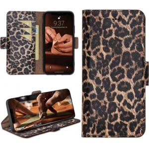 Bouletta - iPhone 12 - Lederen BookCase - Smooth Leopard