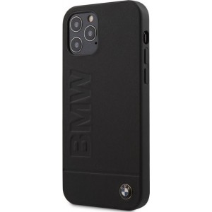 iPhone 12/12 Pro Backcase hoesje - BMW - Effen Zwart - Leer