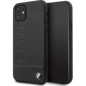 iPhone 11 TPU Case hoesje - BMW - Effen Zwart - Leer