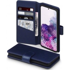 Samsung Galaxy S20 hoesje, MobyDefend luxe echt leren wallet bookcase, Blauw - Telefoonhoesje geschikt voor: Samsung Galaxy S20