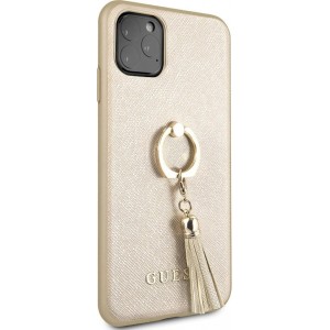 Guess Backcover hoesje Goud- met gouden ring - iPhone 11 PRO MAX - Siliconen rand