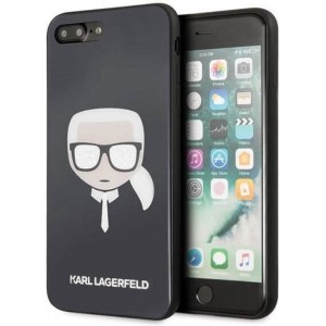 KARL LAGERFELD Iconic Boss Glitter Backcover Hoesje iPhone 8 Plus / 7 Plus - Zwart