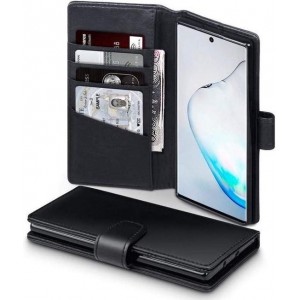 Samsung Galaxy Note 10 hoesje, MobyDefend luxe echt leren bookcase, Zwart - Telefoonhoesje geschikt voor: Samsung Galaxy Note 10