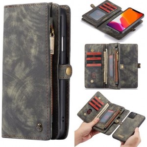 2 in 1 Leren Wallet + Case - iPhone 11 Pro 5.8 inch - Grijs - Caseme