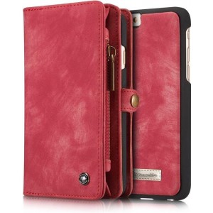 Caseme - iPhone 6 / 6s Hoesje - Uitneembare Portemonnee Canvas Rood