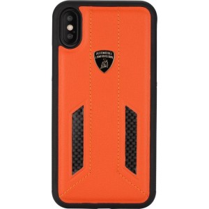 Lamborghini booktype hoesje D6 Serie Apple iPhone X-Xs Oranje - Genuine Leather - Echt leer