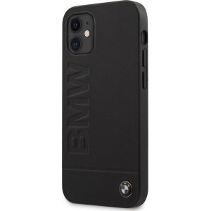 iPhone 12 Mini Backcase hoesje - BMW - Effen Zwart - Leer