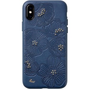 LAUT - iPhone X Hoesje - Back Case Flora Donker Blauw