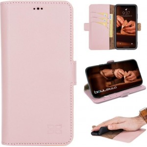 Bouletta - Echt leer Cover iPhone 11 Book- WalletCase Nude Pink