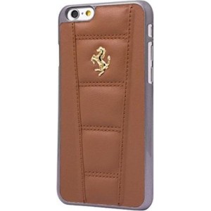 Ferrari Camel Brown Hardcase hoesje voor iPhone 6/6s - Echt Leer