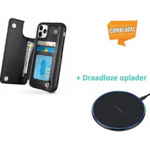 Wallet Case iPhone 11 Pro Max - zwart met draadloze oplader