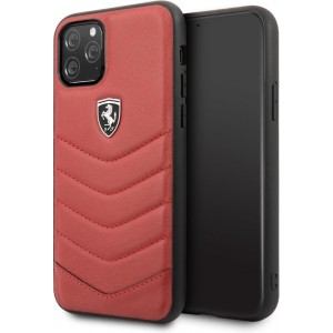 Ferrari Scuderia - Lederen backcover hoes - iPhone 11 Pro Max - Rood + Lunso beschermfolie