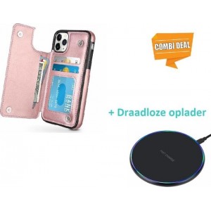 Wallet Case iPhone 11 Pro Max - rosÃ© goud  met draadloze oplader